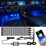 Car Underglow Lights Led Strip Lights for Cars USB with App Control RGB Multicolor Car Interior Lighting 12V Atmosphere Neon Lights Strip LED Under Dash Car Lighting Motorcycles Led Lights 2 in 2