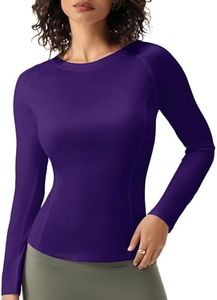 SPVISE Purple Compression Shirt Women Long Sleeve UPF 50+ Sun Protection Workout Tops Dry-Fit Athletic Gym Running T-Shirts