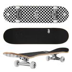 KMX Skateboards for Beginners, Standard Skateboards for Kids Teens Adults, 31" x 8" Canadian Maple Double Kick Concave Deck | Pro Trucks | Skateboards for Kids Ages 6-12 (Checkered)