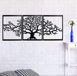 BAUPOR Tree of Life Metal Wall Decoration 3D Metal Sculpture for Home Office Bedroom Living Room Outdoor Decoration Large Set of 3 Black (144x60cm)