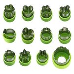 wugongshan 12 Pcs Vegetable Fruit Cutters, Stainless Steel Cookie Cutters Shapes Set, with Non-Slip Protection Handle for Pastry Bento Lunch Kids Party Vegetable Fruit Cookie Cutters