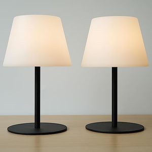 ILOVINIT Cordless Table Lamp Rechargeable, Outdoor Battery Operated Table Lamp Waterproof, Portable Touch Dimmable Night Light, Height Adjustable, for Home/Bedroom/Patio/Restaurant (2Pack Black)