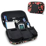 USA GEAR Diabetic Bag - Diabetic Travel Bag Insulin Kit with 3 Removable Pouches & Hard Shell Exterior - Compatible with ACCU-CHEK, Bayer Contour, TRUEtest, and More Glucose Monitors - Floral