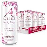 ASPIRE Healthy Energy Drink – 12 x 330ml Cans – Zero Calories & Zero Sugar – Natural Plant Based Caffeine & Multivitamins- Vegan & Gluten Free (Raspberry)