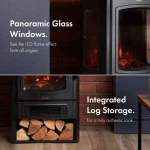 VonHaus Panoramic Electric Stove Heater – Freestanding Fireplace