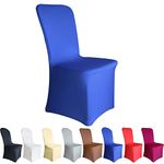 Time to Sparkle 50 Pack Chair Covers Spandex Lycra Stretch Slipcovers Dining Chair Cover Wedding Banquet Party Flat Front (Royal Blue)