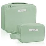 2Pcs Makeup Bag Travel Makeup Bag Waterproof Cosmetic Bag Portable Makeup Organizer Bag for Women Girls(Green)