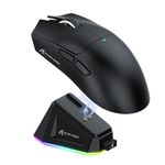 MAGIC-REFINER Attack Shark X11 59g Superlight Wireless Gaming Mouse with Magnetic RGB Charging Dock，BT/2.4G Wireless/Wired Mouse, 22000 DPI，5 Programmable Buttons for PC/Laptop/Mac（Black）