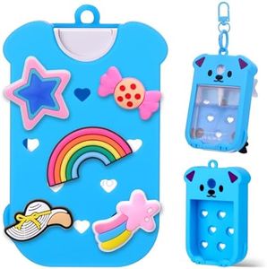 Juome Silicone Case for Touchland Hand Sanitizer Spray with Keychain & Charms, Dog Protective Holder Compatible with Touchland Power Mist & Glow Mist 1 FL Oz/30ML, Travel Cover Sleeve Accessory (Blue)