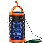 FosPower Outdoor Solar Bug Zapper with 29600mWh Battery Up to 30 Hours, Water-Resistant Portable Rechargeable 3300V Electric Mosquito Zapper Fly Trap with Emergency SOS Signal, Reading Light Lamp