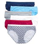 Hanes Ultimate Women's 6-Pack Breathable Cotton Hipster Panty, Swiss Blue, White, Concrete PE Heather, Fresh Berry, Navy Eclipse, Crochet Boho Print, 5