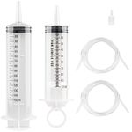 100ml/150ml Syringe with 2Pcs 100cm Tube, Large Plastic Measuring Syringe for Fluid Oil Suction, Nutrient Measuring, Refilling, Watering, Pack of 2