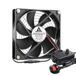 GDSTIME 120mm Computer Fan with 220V 240V AC Plug 120 x 25mm Cooling Fan DC 4V 5V 12V Adjustable Fan Speed For PC Chassis Cabinet