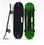 jaspo Fiber Composite Hurricane Ollie 31 X 8 Fibre Skateboard For Beginners & Learners Of All Age Group With 80 Grit Grip Tape On Front Side & Attractive Sticker Graphics On Back Side (Ultron), Black