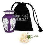 Keepsake Company Purple Small Urns for Human Ashes - Angel Wings Mini Urns for Human Ashes - Cremation Keepsakes urns for Ashes - Ash Holders for Human Ashes – Urn -ERN - Tiny Urns for Men - Single