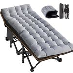 Meulbaty Oversized Folding Camp Bed with Mattress - 46cm Wide, 400KG Heavy Duty Steel Frame and Oxford Cloth, 198x81x46 cm Camping Cot, Great for Adults, Garden and Trip (XXL Grey)