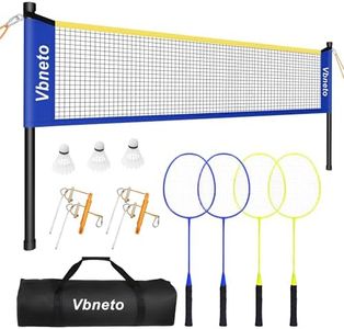 Vbneto Badminton Set, Portable Outdoor Anti-Sag System – Official 20ft x 5ft Easy Setup Durable Net with 4 Rackets, 3 Shuttlecocks & Carry Bag for Backyard, Lawn or Beach Games
