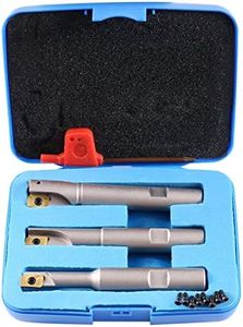 Accusize Industrial Tools 3 Pc 90 Degree Indexable End Mill Set with Apkt11t3 Inserts, Cutter Diameter Includes 3/8'', 1/2'' and 5/8'', 0028-8308