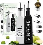[Newest Set]Oil and Vinegar Dispenser Set by DWTS,White Olive Oil Dispenser Bottle and Black Vinegar Bottle with Stainless Steel Pouring Spout,17 oz-Cute Glass Set for Farmhouse Kitchen