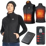 KEMIMOTO Women's Heated Vest with 10000 mAh Battery, Heating Vest with 3 Temperature Levels, App Control, Heated Vest with 4 Heating Zones for Motorcycle, Hiking, Camping