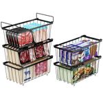 iSPECLE Chest Freezer Organiser - 5 Pack Stackable Freezer Baskets for 198L Deep Freezer Sort Frozen Foods Freezer Organiser Storage Wire Baskets with Handles Easy to Get and Add Extra Space, Black