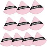 YOKONICO Triangle Powder Puff, 10 Pack Soft Velour Makeup Powder Puffs for Loose Powder, Cotton Powder Puff for Face Cosmetic Foundation, Mineral Powder Wet Dry Makeup Tool (Pink)