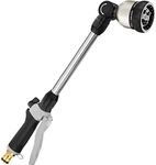 FANHAO Spray Lance Heavy Duty, 16 Inches Metal Garden Hose Wand with 8 Spray Patterns, Long Spray Gun with ON/Off Thumb Control, Perfect for Hanging Baskets, Shrubs, Garden and Lawn Yellow