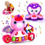 AIERRSON Baby Toys 6 to 12 Months, Musical Octopus Unicorn Baby Piano Toys Sets Light Up Toys, Sound Toys Baby Sensory Toys for 1 2 3 Year Old Boys Girls Christmas Birthday Gifts