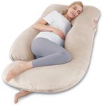 SASTTIE Pregnancy Pillow for Sleeping, U Shaped Body Pillow Side Sleeper Pregnancy Must Haves, Maternity Pillow for Pregnant Women, 57'' Full Pregnant Pillow with Removable Velvet Cover, Beige