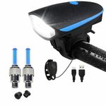 PulGos Bicycle Front Light with Tyre Light Set | USB Rechargeable Cycle LED Headlight & Rear Safety Light | Waterproof Bike Light for Night Riding, Road & MTB Cycling
