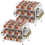CADUKE 3 Tier Stackable Can Rack Set of 2, Kitchen Food Organizer, Can Holder Dispensers for Kitchen Cabinet, Counter-Top, Pantry, White