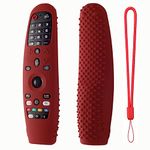 Dealfreez Silicone TV Remote Cover for LG TV Remote AN-MR19BA AN-MR600 MR20 Magic Remote Protective Case with Remote Loop (B-Wine Red) [Remote NOT Included]
