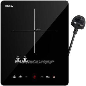 IsEasy Single Induction Cooker Portable Induction Hob Ultra-thin Electric Induction Hob with 9 Power levels from 120W to 2100W, Countertop Burner with LED Display, Safety Lock