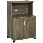 HOMCOM Microwave Cart on Wheels Utility Trolley Storage Sideboard Bookcase with 2-Door Cabinet, Grey