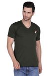 AXOLOTL Military Solid Olive V-Neck Commando T-Shirt for Men (Medium)