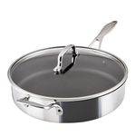 Circulon Scratch Defense 30cm Stainless Steel Saute Pan with Lid and Extreme Non Stick – Induction Pan with Helper Handle and Shatterproof Glass, All Hob Suitable