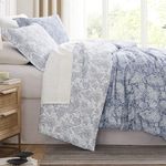 Southshore Fine Living, Inc. Full/Queen Size Comforter Set, Down Alternative Paisley Bedspread, Reversible Print is 2 Colors in 1, Queen/Full Comforter & Matching Shams, Blue/White