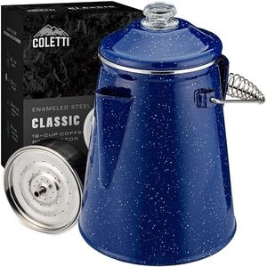 COLETTI Classic Percolator Coffee Pot — Camping Coffee Percolator, Campfire Coffee Pot – Camping Percolator for Groups — Brew for the Whole Campsite (Blue, 18 Cup)