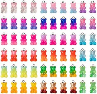 Cosweet 60pcs Gradient 3D Gummy DIY Bear Charms- Resin Bear Shaped Clay Pendants in 15 Colors Earring Bracelet Nacklace DIY Jewelry Making Pendants Nail Art Accessory for Adults DIY Handmade Crafting,