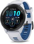 Garmin Forerunner® 265 Running Smartwatch, Colorful AMOLED Display, Training Metrics and Recovery Insights, Whitestone and Tidal Blue, 46 mm