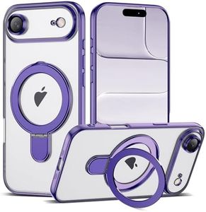 ETPESOK Compatible with iPhone 17 Air Case with Invisible Magnetic Ring Stand [Compatible with Mag-Safe] [Full Camera Lens Protector] Plating Clear Phone Case for iPhone 17 Air 6.5", Purple