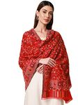 Pashmoda-Women’s Kaani Wool Blend Shawl, Wrap (Red)