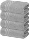 4 X Large Bath Towels 100% Egyptian Cotton High Absorbent 500 GSM Hotel Quality Jumbo Bath Towel Set (4, Silver)