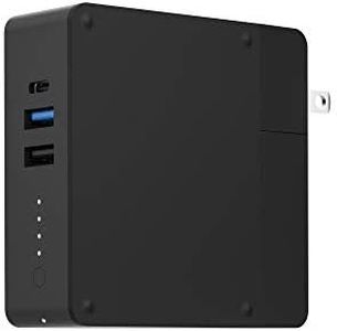 Mophie 401102474 Powerstation Hub - Portable Battery Hub with Foldable Ac Power Prongs - Compatible with Qi-Enabled Devices, Smartphones, Tablets, and Other USB Devices - Black