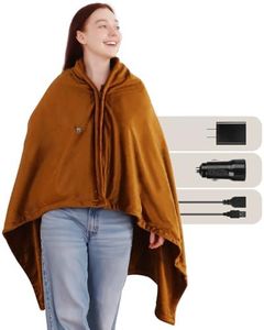 Heated Blanket Battery Operated, Electric Heated Car Blanket with Car Charger, Cordless USB Heating Blanket Throw Portable, Wearable Heating Blanket for Outdoors, Brown (Battery is Not Included)