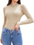 UEAL Womens Long Sleeve T Shirts Cream Slimming Winter Sweaters Tops for Women 2024 Medium Khaki