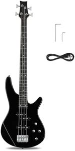 Ktaxon 4 String Electric Bass Guitar, Full Size Standard Right Handed Rosewood Fingerboard Beginner Kit with Cable Wrench Tool (Black)