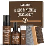 BALORIZ Suede Nubuck Care Kit, Suede Cleaning Kit,Complete Set with Protector Spray, Suede Eraser, Brush & Microfibre Cloth for UGG Boots, Trainers, Shoes