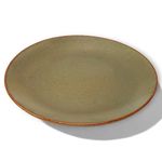 Claymistry Ceramic Dinner & Snacks Olive Green with Reddish Brown Edge Plate, | 26cm * 26cm * 3cm | Glossy Finish | Dishwasher, Oven & Microwave Safe | Dinnerware Serving Thali | Premium Crockery