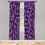 Ambesonne Geometric Window Curtains, Triangle Grid Pattern Mosaic Tile in Lavender Plum Purple Amethyst Tones of Color, Decorative 2-Panel Set & Rod Pocket, Pair of - 28" x 84", Purple Multicolor